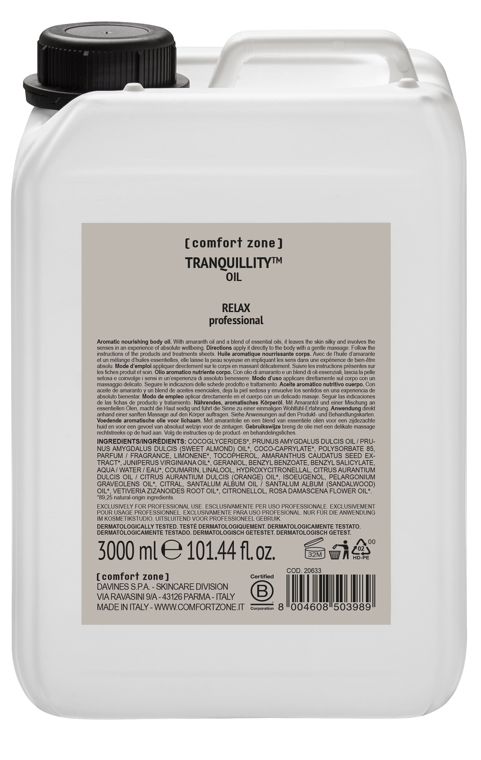 Tranquillity Oil 3 Litre - Professional