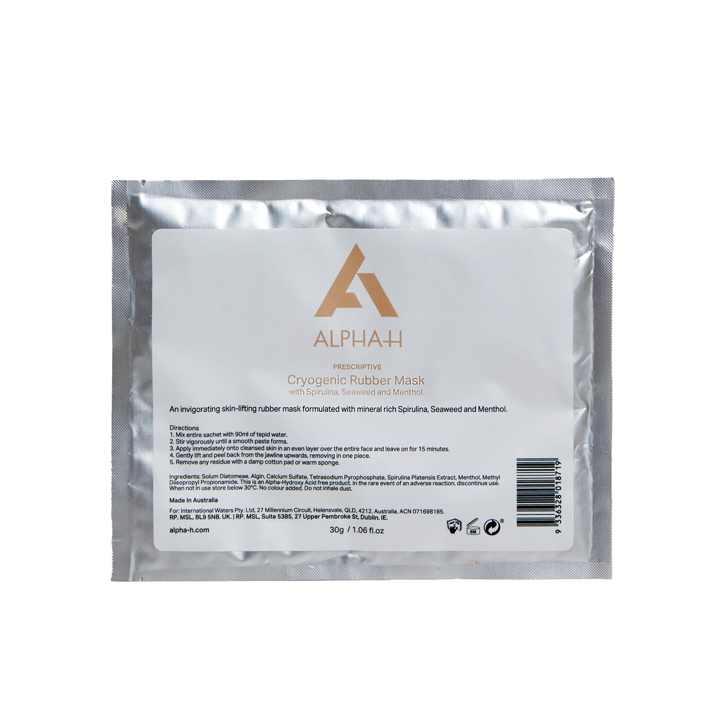 Alpha-H Prescriptive Cryogenic Rubber Mask - Pack of 6
