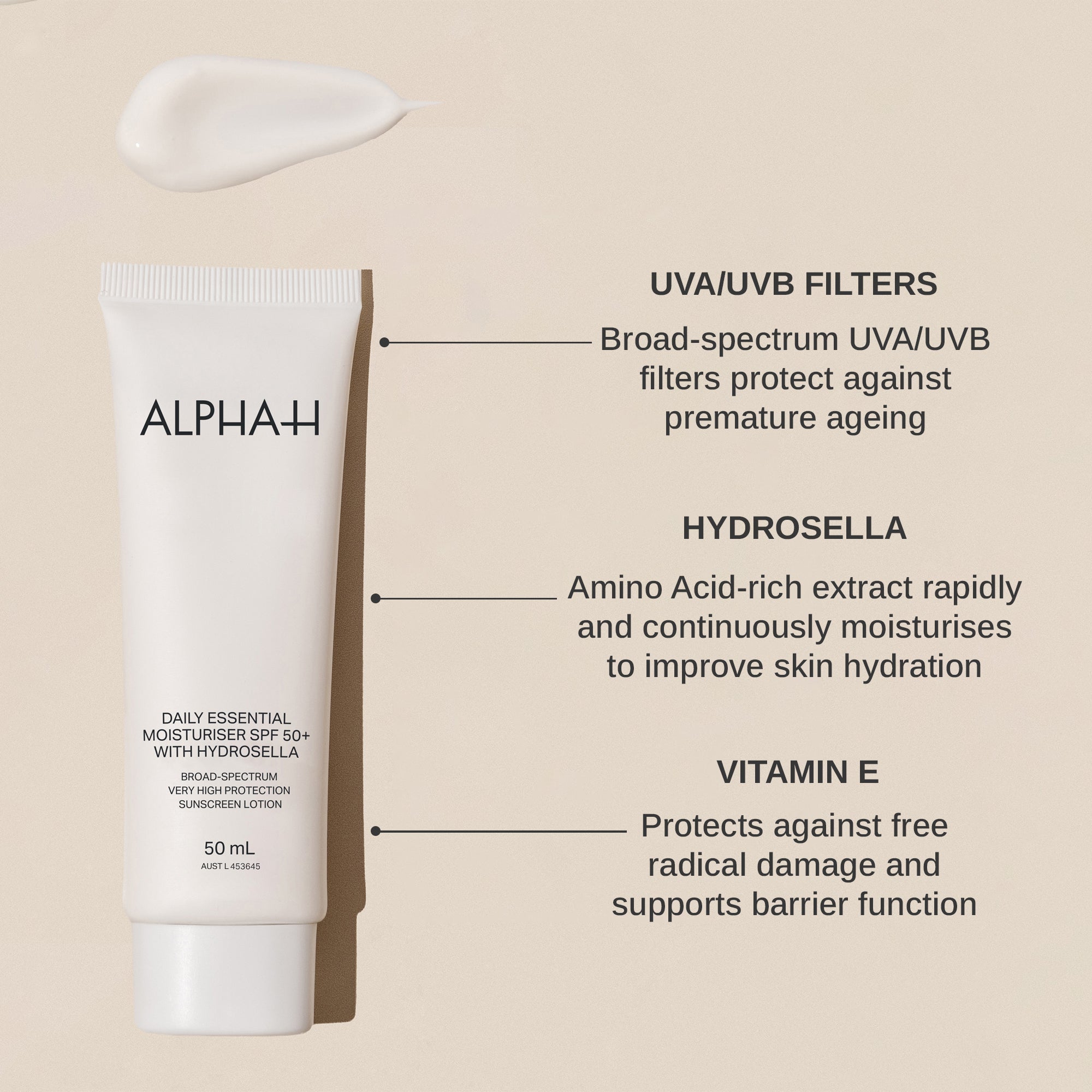 Daily Essential Moisturiser SPF 50+ with Hydrosella 50ml